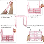 Locker Shelf Adjustable Height and Width, Pink Locker Organizer for Work, Locker Shelves for School Locker, Stack-able Locker Stand Tools for Gym Locker, Locker Accessories Stuff, Pack of 2