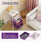 Giantex 6 Storage Drawer Cart Rolling Organizer Cart for Tools Scrapbook Paper Home Office School Multipurpose Mobile Utility Cart, Purple Gradient
