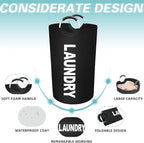 StorageRight 90L Large Laundry Basket, Laundry Hamper, Dirty Clothes Hamper for Laundry, Collapsible, Waterproof Laundry Baskets with Foam Protected Aluminum Handles for Laundry, Dorm, Family (Black)