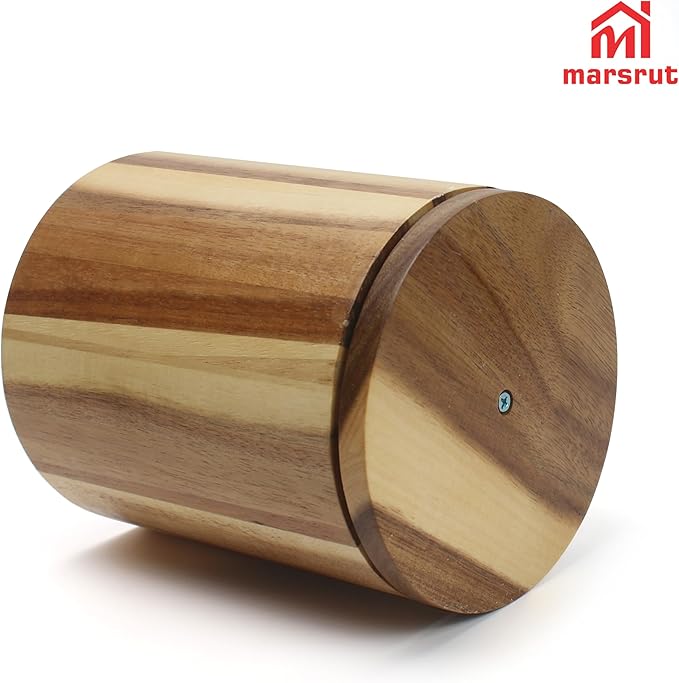 Marsrut Acacia Wood Utensil Holder 360°Rotating 7.3'' Large Wooden Spoon & Cooking Tool Caddy for Kitchen Countertop Crocks Organizer, Brown Rustic Farmhouse Decor, Modern Flatware Storage Essential