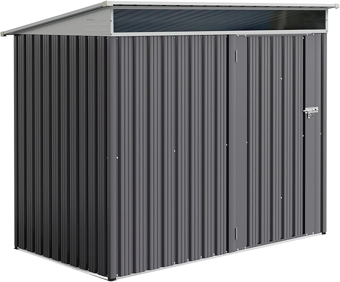 JY QAQA 6x4 FT Metal Outdoor Garden Storage Shed, Waterproof Metal Garden Sheds with Window and Lockable Door, Weather Resistant Steel Tool Storage House Shed for Patio,Lawn