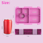 Bento Lunch Box for Kids, 6 Compartments BPA Free, Dishwasher Safe Back to School Snack Bento Lunch Containers Boxes, Ideal Portion Sizes for On-the-Go Meal, Shiny Rose