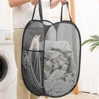 2 Pack Foldable Mesh Popup Laundry Hamper,Laundry Basket Easy to Open and Fold for Dorm,Travel, College Dorms, and More (Black and blue)…