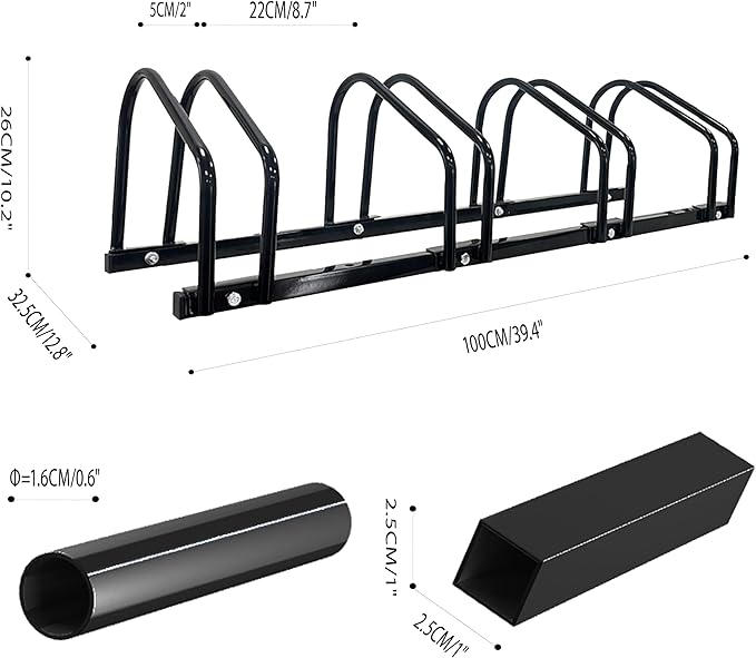 XINYI Bike Rack Floor, Bike Stand Garage, Indoor/Outdoor Bike Rack Garage,22-28" Wheel Stand, Max. Tire Width 2.1", Front/back Bike Stand For Mountain, Road and Kids Bikes for 4 Bikes