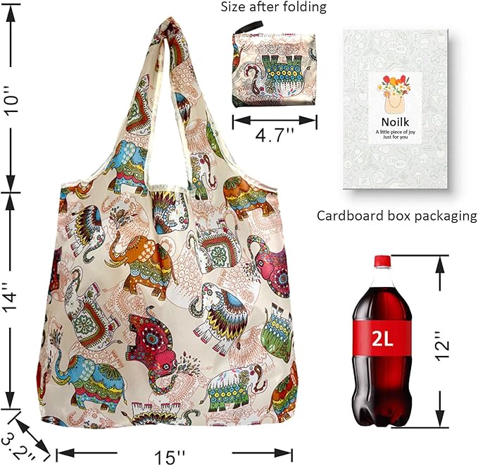 Foldable Reusable Grocery Bags, 4 Pack Large Shopping Tote Bags, Durable & Machine Washable Lightweight Totes for Travel, Groceries & Daily Essentials