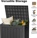 30 Gallon Outdoor Deck Box, Lockable Waterproof Outdoor Storage Boxes For Garden Tools,Indoor Cushions,Accessories Outside Storage Resin Weatherproof Container(Black)