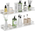 Acrylic Bathroom Floating Shelves - Set of 2, Wall Mounted Shelves for Suitable for Lavatory, Kitchen, Laundry Room, Farmhouse, for Item Storage/Room Decoration (White)
