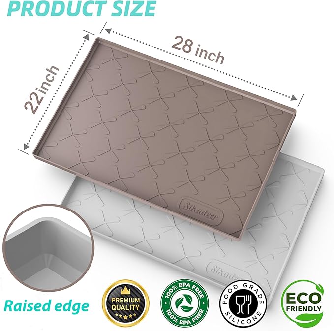 SIKADEER 28" x 22" Under Sink Mat Waterproof, Silicone Mat Kitchen Drawer Shelf and Cabinet Liner, Sink Protector for Kitchen Organizers and Storage, Boot Tray Pet Food Mats