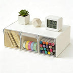 Stackable Drawer Organizer with 3 Drawer, Desktop Clear Storage Box for Stationary, Makeup, Jewelry, Office Craft Supplies