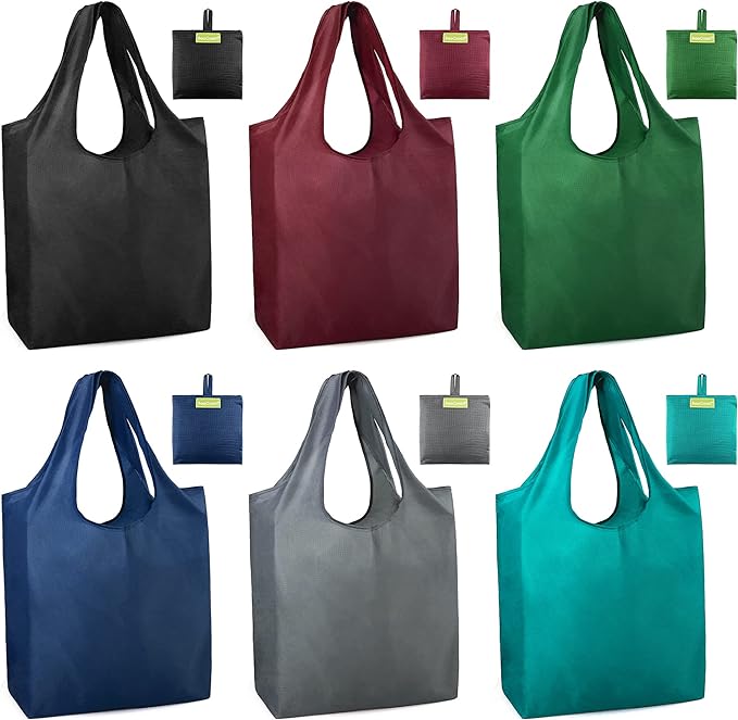 BeeGreen Foldable Travel Bag Reusable Gifts Bags - Reusable Grocery Bags Large Holiday Gifts Cloth Tote With Handles - Bulk Reusable Shopping Bags for Women (Beach Storage Washable Collapsible)