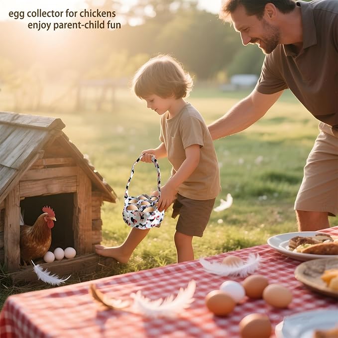 UKJENT Egg Collecting Basket, 7 Pouches Large Chicken Egg Gathering Basket, Machine Washable, Hold Different Size Eggs Collection Carrier Bag, Duck Goose Quail Fresh Eggs Collector, Farm & Home Use