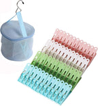 48 Pack Plastic Clothes Pins Heavy Duty Outdoor for Hanging Clothes, Colored Clothespins Clips with Springs Clothes Drying Line Pegs with Mesh Clothes pin Bag，Crafts Picture Clips Food Package Clips