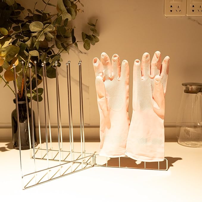 Bottle Drying Rack,Kitchen Glove Holder, Stainless Steel Gloves Drying Rack,Baby Bottle Dryer Rack,Plastic Bag Drying Rack,Rubber Glove Drying Rack for Dishwashing