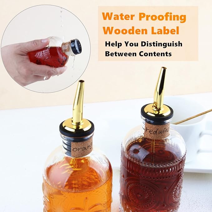Coffee Syrup Dispenser Bottles Set 2 Pack 7 OZ Simple Small Syrup Bottles Set with Metal Pour Spout Ideal for Coffee Syrups, Condiments, Coffee bar, SC056 (2 pack)
