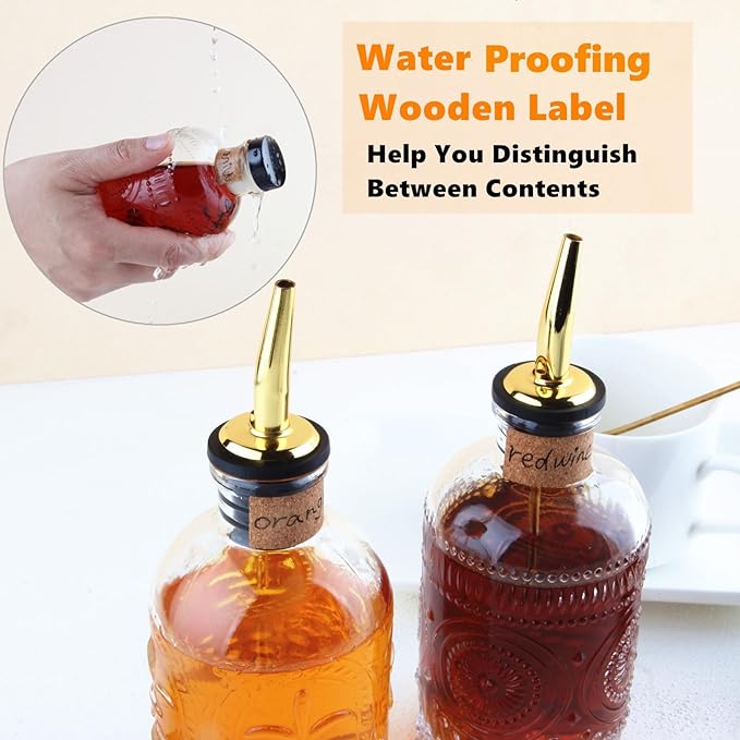 Syrup Dispenser Bottles Set, 4 Pack 7 OZ Bottles With Metal Pour Spout and Labels for Syrups, SC055 (4 Pack)