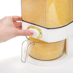 Clear Rice Holder Dispenser, 22 Lbs Large Grain Storage Container with Measuring Cup, Cylinder Household Food Dispenser Bucket Kitchen Organization for Cereal Oatmeal Coffee Bean Soybean Corn