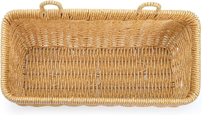 ZEAYEA Set of 2 Cute Small Wall Hanging Basket, Hand-Woven Hanging Organizer Basket for Onion Garlic, Boho Plastic Fruit Storage Baskets with Hanger for Kitchen Bathroom Laundry Living Room Home Decor