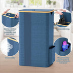 BlissTotes Laundry Basket with Lid, 100L Clothes Laundry Hamper with Handles and Removable Laundry Bag, Breathable Design Hamper with Lid for Bedroom, Bathroom, Dorm, Laundry Room - Light Blue