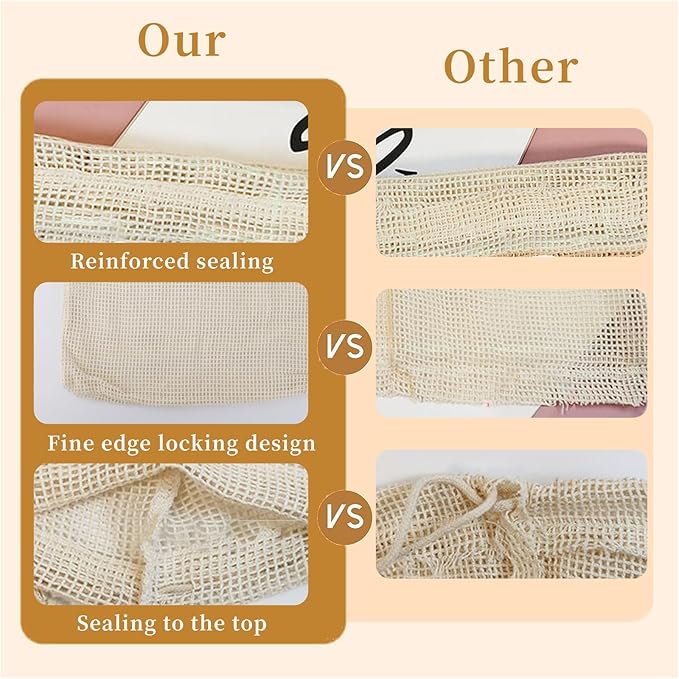 CEYAZYE 16 Pack Reusable Produce Bags, Mesh Vegetable Grocery Bag Washable, 100% Cotton Drawstring Net Storage Bags for Refrigerator, Shopping, Veggies and Fruits, Beach, Transporting, (4 Size)