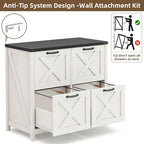 Lateral File Cabinet with 4 Drawers, Farmhouse File Cabinet for Letter/A4 Size Hanging Files, Large Wood File Storage Cabinets Printer Stand for Home Office Cabinets, Rustic White and Black