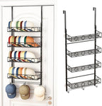 Over Door Hat Organizer 5 Tier Wall Mounted Hat Rack with 4 Adjustable Metal Basket and 3 Hooks Hat Organizer for Baseball caps Hat Hanger Holder Display for Door Closet Cap Organizer Storage
