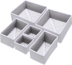 uxcell 1 Set Foldable Cloth Storage Box, 6 Slots Fabric Socks Underwear Drawer Dividers Organizers Baskets Bins for Clothes Socks Scarves Ties, Light Gray