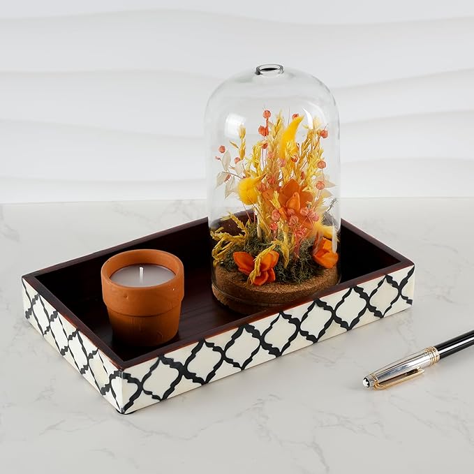 Handicrafts Home 10x6 Black Small Bathroom Tray, Vanity Organizer for Perfume & Cosmetics, Kitchen Counter, Bathroom Tray, Guest Towel Holder, Decorative Napkin Holder, Bathroom Countertop Storage