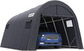 KING BIRD 12' x 20' Oval Pipe Heavy Duty Carport with Roll-up Ventilated Windows for SUV, Full-Size Truck and Boat, Round Style Anti-Snow Car Canopy Outdoor Boat Shelter with Reinforced Ground Bars