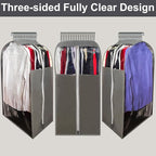 15" Gusseted Suit Bags for Closet Storage, 40" Clear Garment Bags for Hanging Clothes, Completely Sealed Suits Covers and Dust-proof Protector with Full Heavy-duty Side Zipper for Travel, 4-Pack