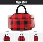 Lunch Bag Women/Men Lunch Box Women/Men (Red+Black Blocks)