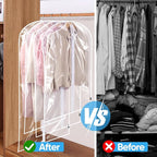 BALEINE 48'' Clear Garment Bags, 12 Packs PEVA Dress Bag for Closet Clothes Dresses Suit Coats Storage (Clear, 12PK)