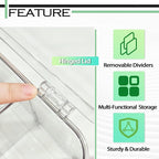 Slomg Sock Underwear Dresser Drawer Organizer with Dividers, Clear 4 Grids Plastic Storage Box Bin with Lid, Small Parts Bead Container for Jewelry Earring Scarves Ties Bras Crafts Fishing Tackle