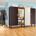 Heavy Duty Portable Closet with Cover Magnetic Doors, Metal Rolling Clothes Rack Heavy Duty 1500LBS, Foldable Clothing Rack, Garment Racks for Bedroom/LivingRoom/Rental (KT Coffee, 70.86in)