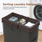 320L Laundry Hamper with Wheels, 3 Section Large Rolling Laundry Basket Bag with Wheels, Clothes Hamper Cart for Laundry, Bedroom, Bathroom and Dorm