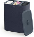 Joseph Joseph Tota Trio 90 liter/23.8 gallon Laundry Hamper Separation Basket with lid, 3 Removable Washing Bags with Handles- Dark Blue