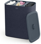 Joseph Joseph Tota Trio 90 liter/23.8 gallon Laundry Hamper Separation Basket with lid, 3 Removable Washing Bags with Handles- Dark Blue