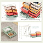RELAX4LIFE 12-Drawer Rolling Storage Cart - Mobile Utility Drawer Carts with Wheels, Craft Organizers Cart for Classroom Organization and Storage, Home, School, Office