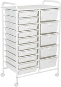Honey-Can-Do 15-Drawer Metal Rolling Storage Cart, White Steel Multi-Purpose Organizer with Wheels, Heavy Duty Mobile Utility Trolley for Home Office, School, and Craft Supplies