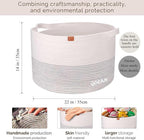 Extra Large Laundry Basket 22" X 22"X 14" XXXL Cotton Rope Woven Basket for Blankets Storage Basket with Handles for Living Room (Beige)