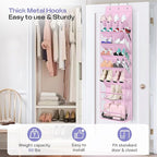 MISSLO Clear Over the Door Shoe Organizer Large Deep Pockets Hanging Shoe Rack for Closet Fit 20 Pairs Shoe Holder for Sneakers Boots Storage, Pink