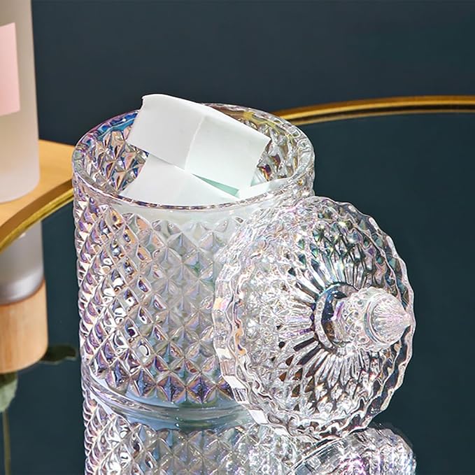 Colorful Glass Jar With Lid,Neon Candy Cookie Container,Jewelry Box,Decorative Jar(Large-Dazzling Colors)