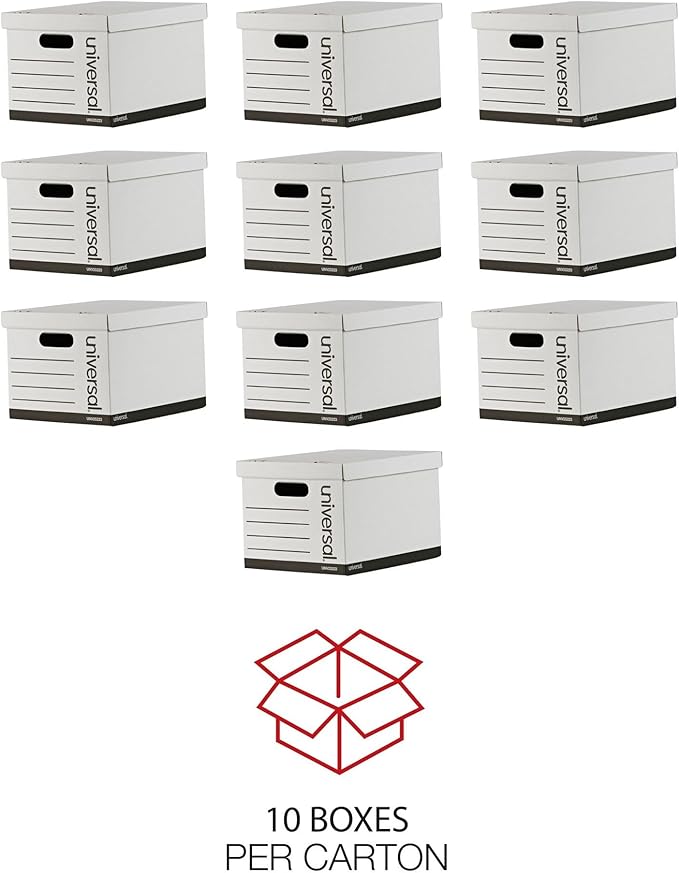 Universal Economy Storage Box, Lift-Off Lid, Letter/Legal, White, Case of 12 (95223)