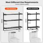 Over The Toilet Storage, 23.8" Lx8.46 Wx23.8 H, 3-Tier Adjustable Metal Bathroom Organizer Expandable Over Toilet Storage, Floating Heavy Duty Bathroom Storage, Space Saver w/Hanging Rod-Black