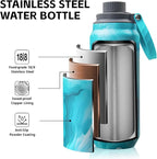 Greylock 20 oz Insulated Water Bottle with Straw Lid, Reusable Stainless Steel Sports Water Bottles with Foldable Handle, Leak Proof, Double-Wall Vacuum Insulation, 24 Hours Cold (Tides)