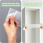 6 pcs Medicine Cabinet Shelf Replacement, 13x1.18in/33x7.6cm Wall Mount Acrylic Insert Shelves Board Storage 13 inch Shelving Replacemnt for Bathroom Kitchen Living Room Organizer (Clear)