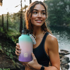 Insulated Water Bottle | Thickened Stainless Steel Vacuum Metal Portable Sports Half Gallon Large Water Jug for Gym and Hiking with Straw, Carrier Bag, Handle Strap | BPA-Free 64 oz