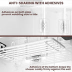REINHARDT Shower Caddy Hanging, Rustproof Shower Caddy Anti-Swing Shower Organizer No Drilling Showers Racks with Soap Holder Multi Hooks Bathroom Storage for Shampoo Sponge, White