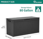 YITAHOME 80 Gallon Outdoor Storage Box, Large Water Resistant Resin Deck Box, Indoor Outdoor Lockable Rattan Storage Container for Patio, Garden, Cushions, Tools, Equipment (Dark Gray)