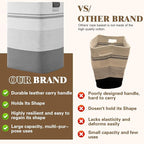 Laundry Hamper, 85L Tall Laundry Basket with Leather Handles, Rectangle Large Clothes Hamper for Organizing, Cotton Woven Laundry Baskets Storage Hampers for Bedroom, Nursery, Living Room