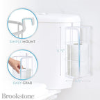 BROOKSTONE Over the Toilet Paper Holder Reserve - Toilet Paper Holder with Storage, Bathroom Toilet Paper Organizer, Metal Toilet Paper Roll Holder Fits Any Size Rolls - Matte White